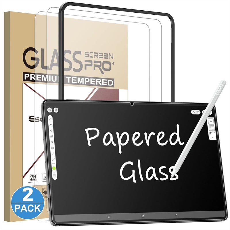 Esanik 2 Pack Like Paper Glass Screen Protector for Samsung Galaxy Tab S11 Ultra(14.6 inch) 9H Tempered Glass Film with Alignment Frame, Writing Like on Paper, Anti Glare - Image 1